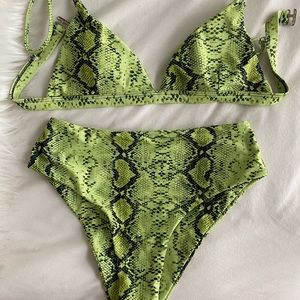 Amazon Neon Yellow Snake Print Bikini